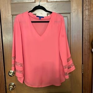 Apt. 9 Coral Blouse with Bell Sleeves
